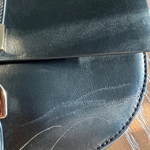 LANVIN Lamb Leather Crossbody Bag Logo Chain Trim & Strap Magnetic Flap - Picture 14 of 17